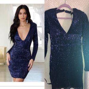 Club L LS Blue Sequin Dress NWT!